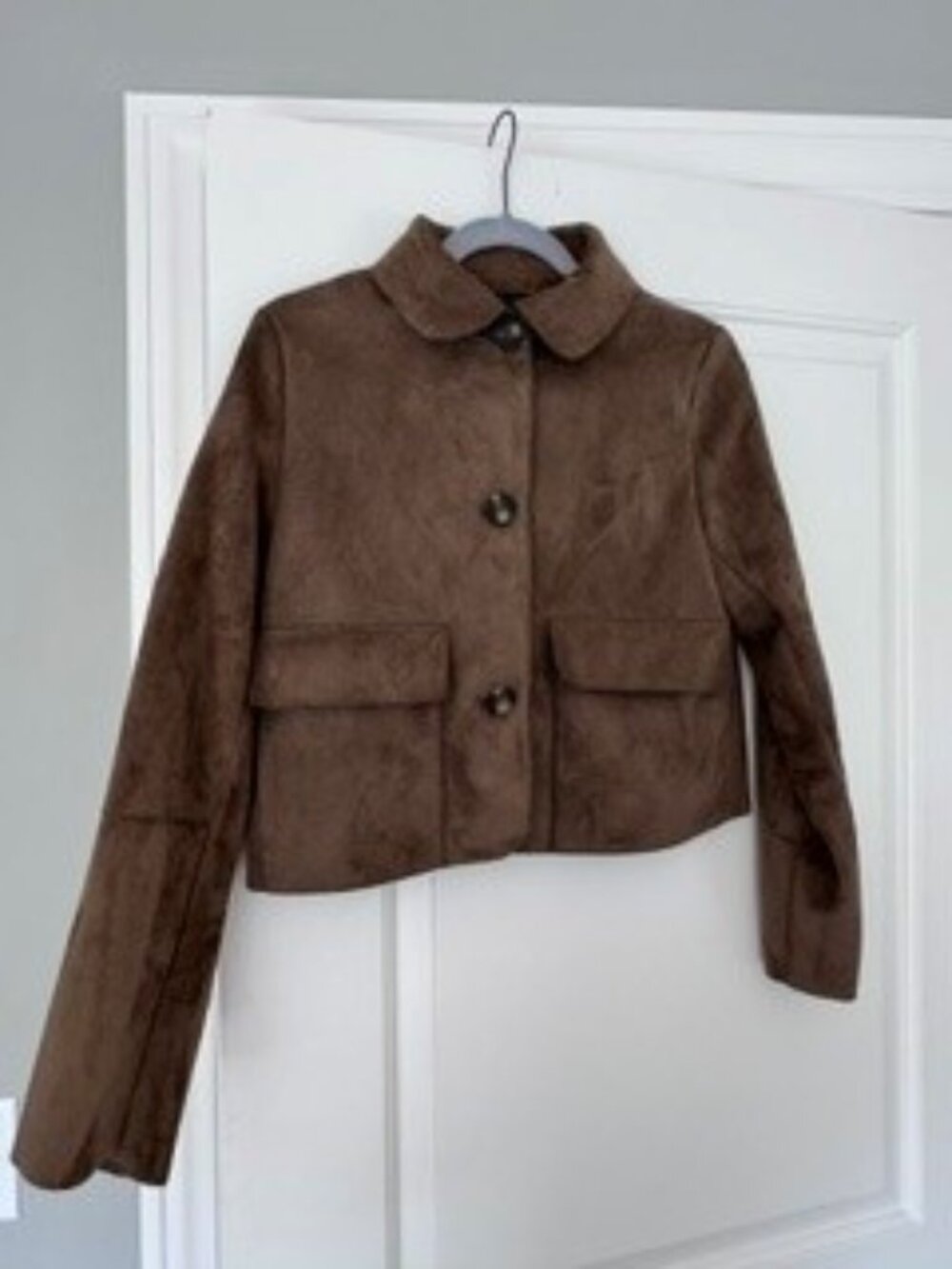 Zara Womens Faux suede brown jacket, Size SM